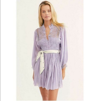 Free People Fp One Karma Eyelet Dress Lavender Flowy Lace Trim