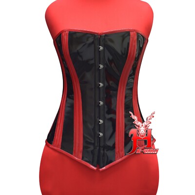 Vollbrustkorsett Lack Rot Corsage Schnürkorsett Schwarz Corsage PVC corset Hi-89