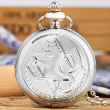 Steampunk Alchemist Quartz Pocket Watch Necklace/Pendant Chain Mystic Engraving
