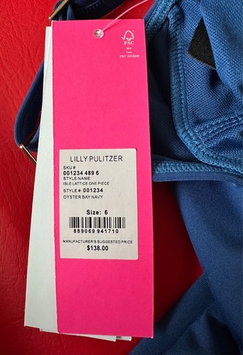 Lilly Pulitzer Oyster Bay Blue Isle Lattice einteiliger Badeanzug Größe 6 neu mit Etikett - Bild 6 von 12