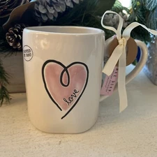 Rae Dunn Hand Painted LOVE Mug With Heart Handle