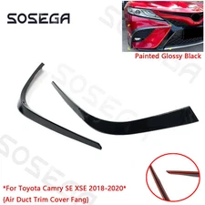 Gloss Black For Toyota Camry SE XSE 18 19 20丨2Pcs Front Bumper Trim Covers Fang