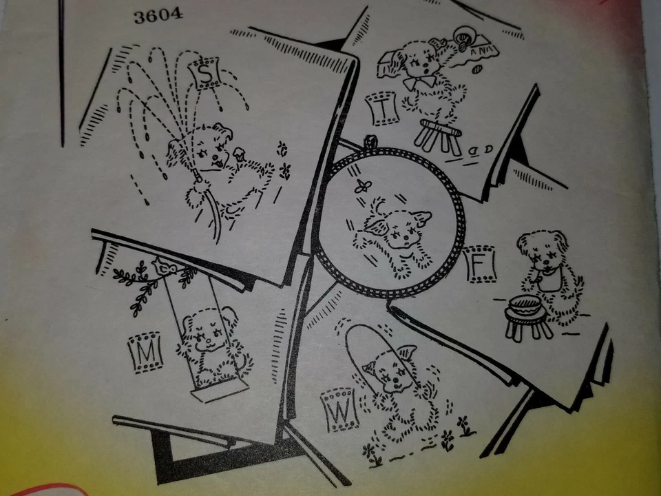 Aunt Martha's 3604 Transfer Pattern Sewing Pup Tea Towel Embroidery Needlepoint - Image 3 of 4