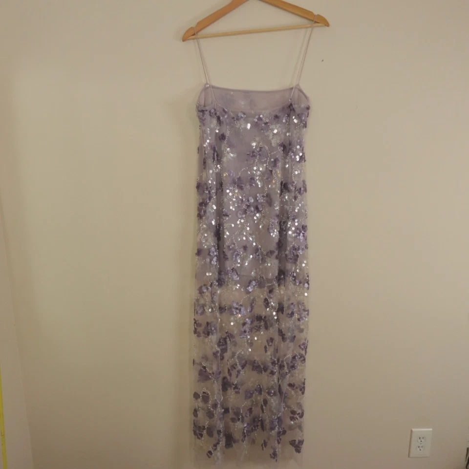 Vestido Jen Ceballos Mango Para Mujer Mediano 6 EE. UU. Púrpura Lentejuelas Bordado Vestido Foto 4 de 4