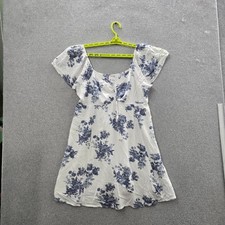 American Eagle Outfitters Women Dress L White Floral Fit & Flare Mini Sundress