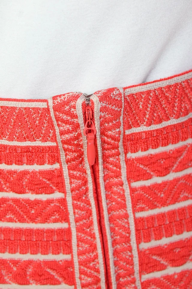 Herve Leger женщин эластичной трапеции молнии колена длина юбка оранжевый размер M - Изображение 4 из 4