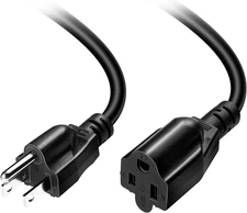 Short Power Extension Cord Outlet Saver, 16AWG/13A, 3 Prong (1Ft)