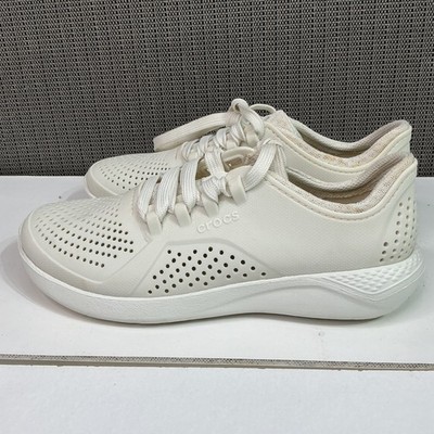 LiteRide By Crocs Womens White Perforated Sneakers W8 Lightweight & Breathable 
