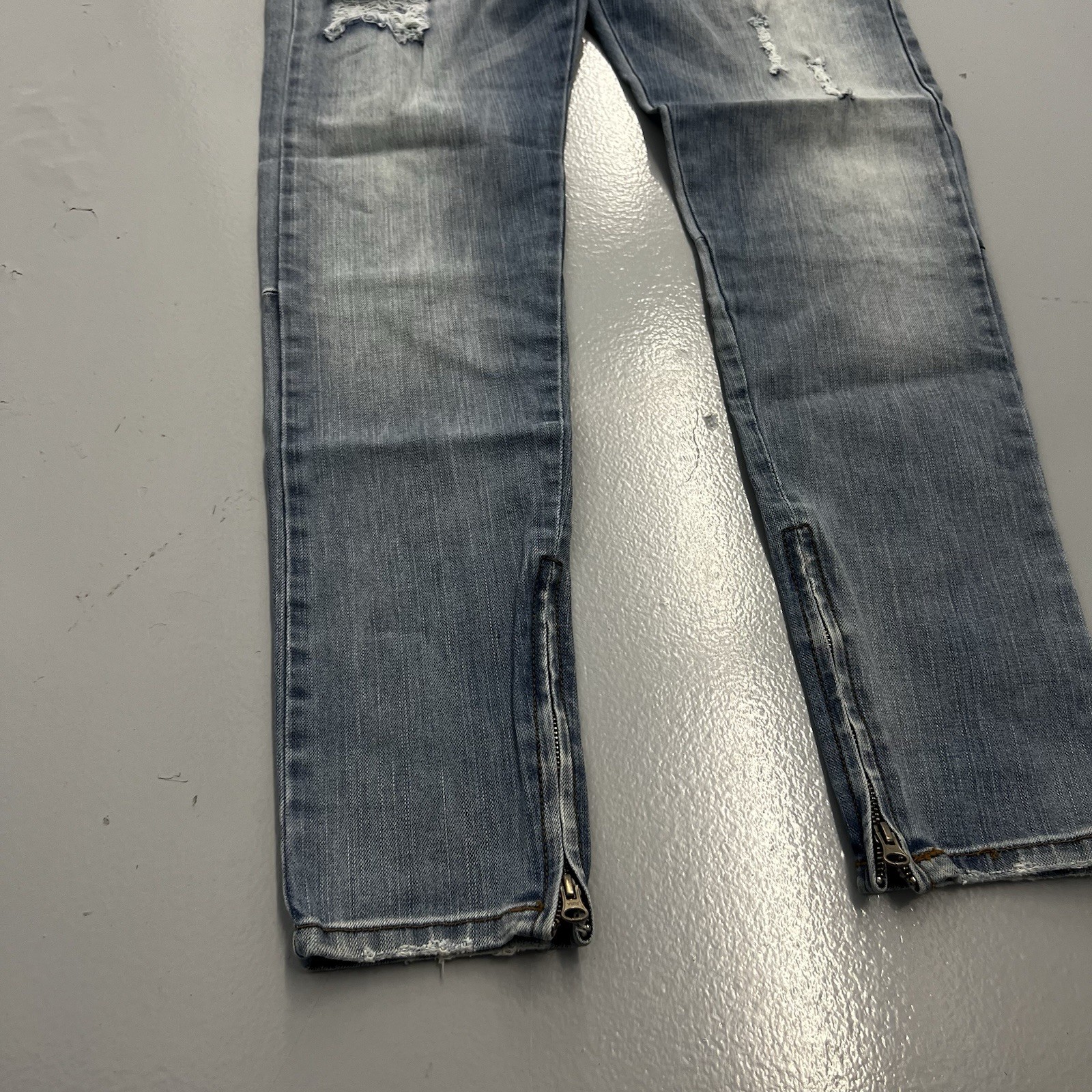 Syndicate Core Light Slim Tapered Leg Distressed Denim Pants Jeans Mens Size 34