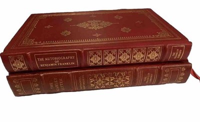 Franklin Library Leather Books Lot Scarlet Letter & Ben Franklin Autobiography
