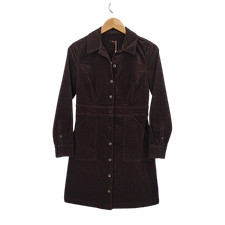 Quince Women Organic Stretch Corduroy Mini Shirt Dress Espresso S