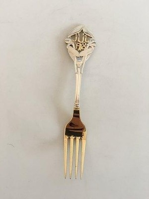 A. Michelsen 1918 Weihnachtsgabel vergoldet Sterlingsilber