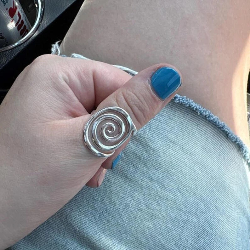 Handmade 925 Sterling Silver Swirl Ring - Minimalist Spiral Jewelry