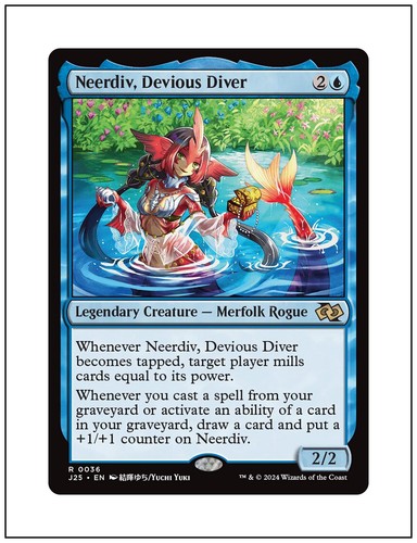 1x Neerdiv, Devious Diver, Anime Art, Foundations Jumpstart, Magic MTG NM