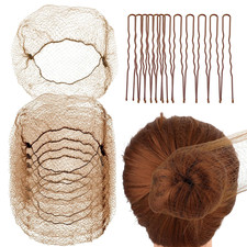 Hair Net Set - 20 Invisible 50cm Hairnets, 40 U-Shaped Pins for Women, Girls Bal