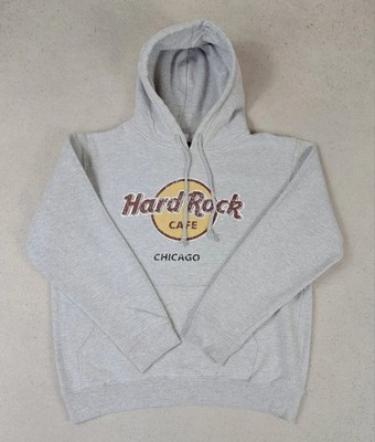 Hard Rock Cafe Pullover Hoodie Printed Chicago 80% Baumwolle Grau M