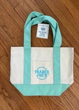 NEW Trader Joe’s Mini Canvas Tote Bag. Mint Green. Limited Edition. Free Ship.