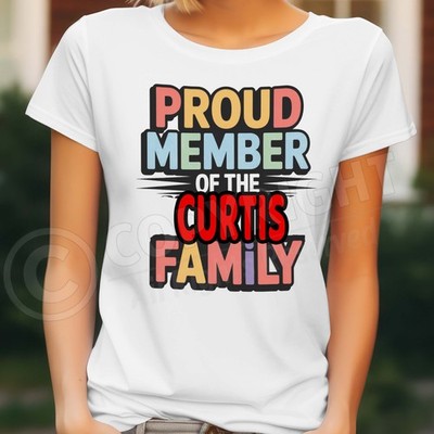 CURTIS Familienname T-Shirt Damen Geburtstag Party Wiedersehen Geschenk Spaß Weihnachten