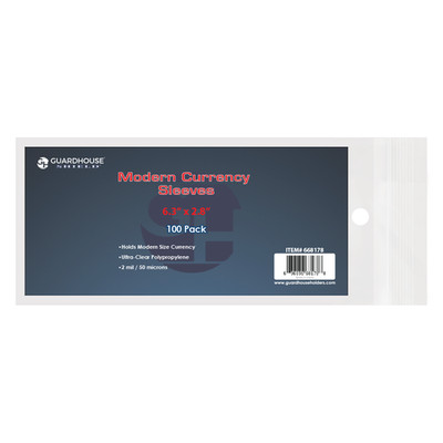 Guardhouse Shield Sleeves for Modern US Currency - Archival Banknote Holder