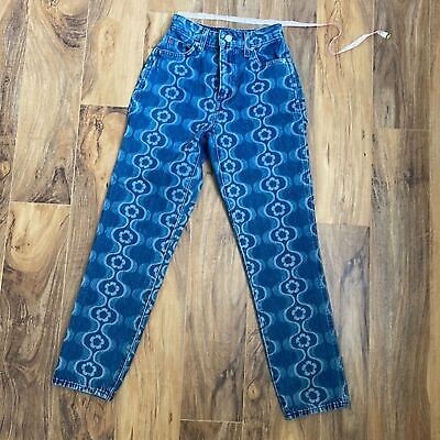 Aritzia Sunday Best Zola Jeans Kaleidoscope Medium Blue Sz 00 Women Floral Y2k