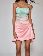 Rare London Ombré Strapless Corset Satin Cocktail Dress Size 2