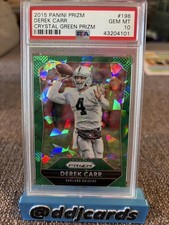 2015 Prizm Derek Carr Crystal Green /75 Raiders PSA 10 Gem Mint 2nd Year