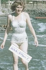 German WW II Photo   -     Eva Braun  At Beach  In Color