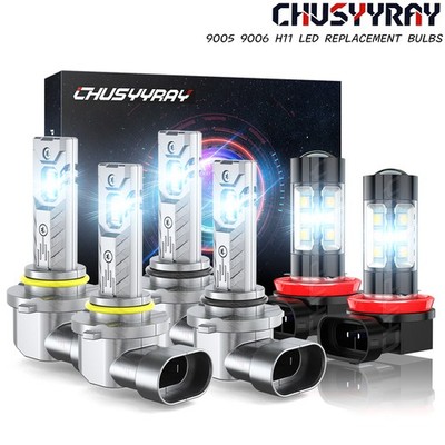 For Mitsubishi Lancer 2008-2015 6X LED Headlight Hi/Lo Beam + Fog Light Bulbs