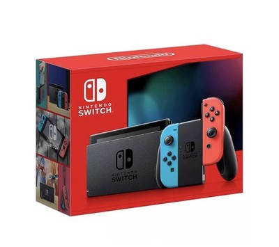 Nintendo Switch with Neon Blue and Neon Red Joy Con - Jap spec with us plug 