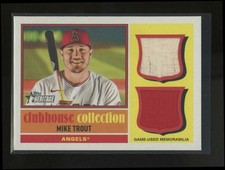 Mike Trout 2025 Topps Heritage Clubhouse Collection Dual Relic Card #CCSDR-MT