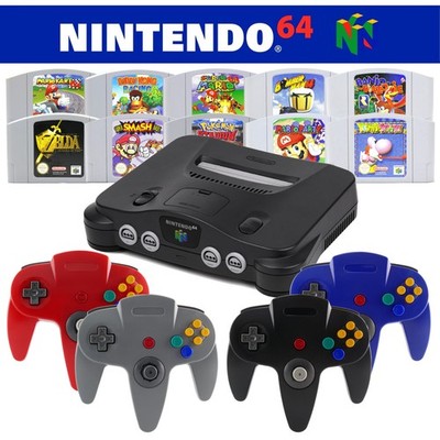 Nintendo 64 N64 Konsole + 1 2 3 4 Controller    Strom Kabel & Spiele-Klassiker