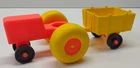 1980s Red Orange Tractor Little People With Farm Wagon Vintage Fisher Price