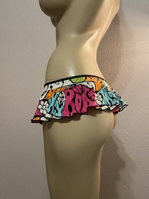 &ldquo;Roxy&rdquo; Print Sexy Micro Mini Ruffle Skirt Lingerie Exotic Dancer Stripper Rave