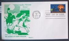 LEGEND SLEEPY HOLLOW ICHABOD CRANE WASHINGTON IRVING 1974 SCARCE RANK II FDC OPE