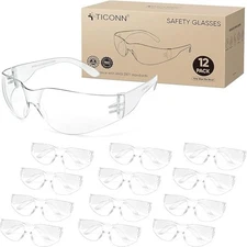 12 Clear Safety Glasses for Men, Safety Goggles with Scratch Impact Resistant...