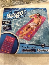 Bestway H2OGO Beach Bed Lounge Inflatable Pool Float with Pillow NEW
