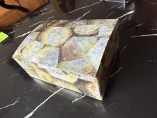 Beautiful  Vintage Mother of Pearl Micro Mosaic Dome Top Shell Box 18 x13cm