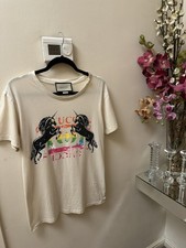 GUCCI T-shirt ladies size XS UK 12 Excellent cream multicolour 