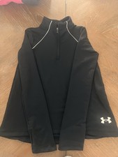 Under Armour Boys Athletic Quarter-Zip Cold-Gear Long-Sleeve Pullover Black