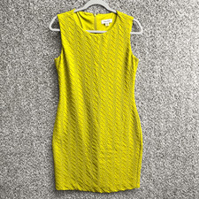 Calvin Klein Dress Women’s 10 Neon Yellow Textured Sleeveless Sheath