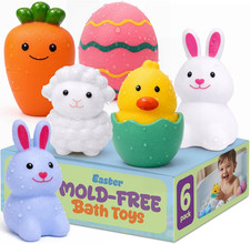 Easter Basket Stuffers for Toddlers, Mold Free Bath Toys, 6 Pack, No Hole Easter