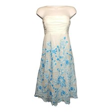 Vanessa Virginia Anthropologie Women US 4 Stitched Cornflower Dress Top White