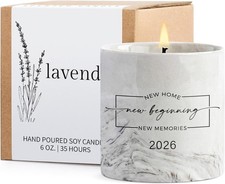 Elegant Lavender Scented Candle In Marbled Porcelain - Perfect Housewarming Gift