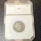 1916-D Barber Quarter 25C AG3 PCI Certified Silver Business Strike