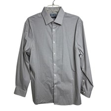 Michael Kors Dress Shirt Mens 16.5 32/33 L Grey Tan Check Reg Stretch Office A45