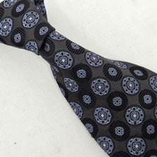 Jos A Bank Signature Collection Tie Black w/ Blue Geometric 100 Silk Made Italy
