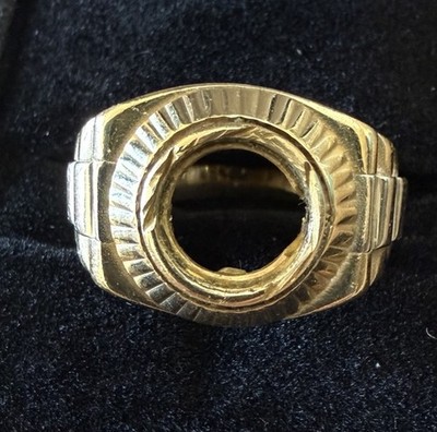 14kt Gold Mens Rolex Style Ring, 12.33 Grams, Size 11 1/2