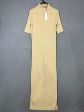 Calvin Klein Dress Womens Large Tuscan Beige Modal Rib Soft Mock Neck NEW $149