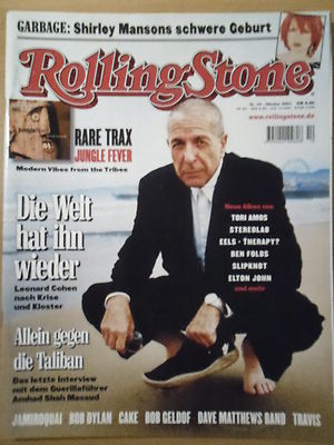 ROLLING STONE 10 - 2001 Leonard Cohen Garbage Jamiroquai Cake Travis Bob Dylan