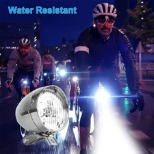 Classical Silver Vintage LED Bike Headlight Bicycle Light Waterproof Head Lamp
